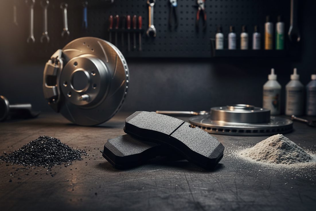 Производитель керамических тормозных колодок Китай - BAIYUN Brake демонстрация сравнения керамических и металлических составов