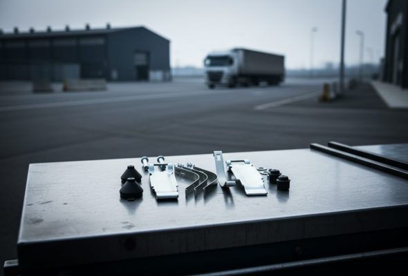 BAIYUN brake pad repair kit box WVA 29087 on workbench, illustrating the brake pad break-in bedding procedure guide