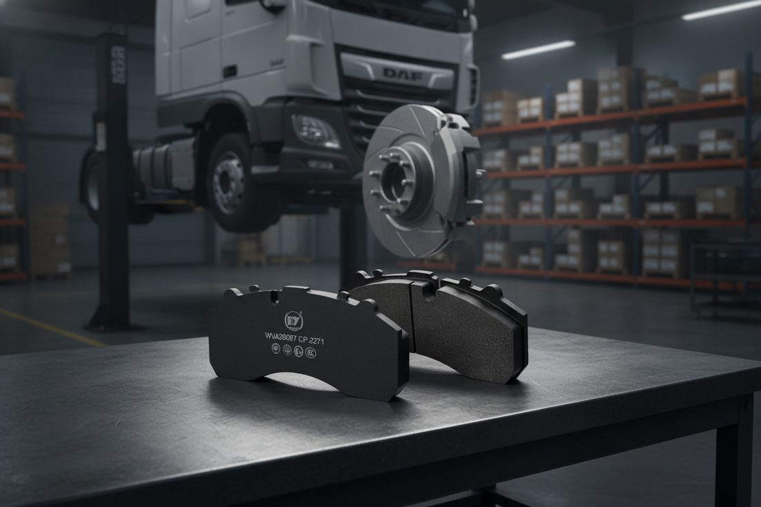 Изображение для руководства по тормозным колодкам DAF, показывающее тормозные колодки для коммерческих автомобилей DAF