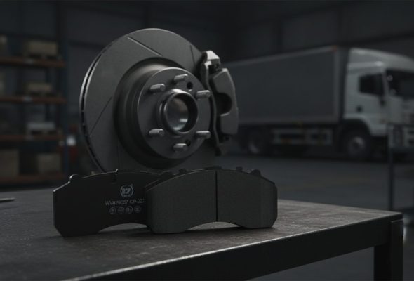 Isuzu Truck brake pad guide featured image showing CP2271 commercial vehicle brake pad on heavy-duty truck brake assembly background
