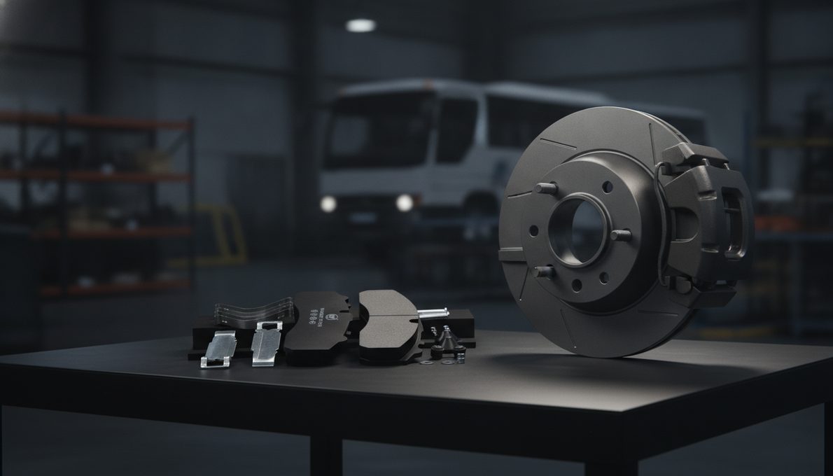 Поставщик тормозных колодок для автобусов из Китая BAIYUN Brake, колодка для коммерческого автомобиля на белом фоне